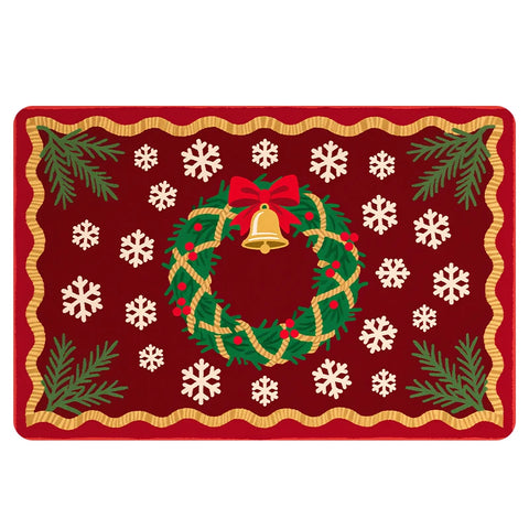 Navak Carpet Exclusive Picks Luxury Red Green Flannel Christmas Gift Rug Non-Slip Safe  Soft Holiday Floor Mat Decor,Soft Comfortable for Standing,