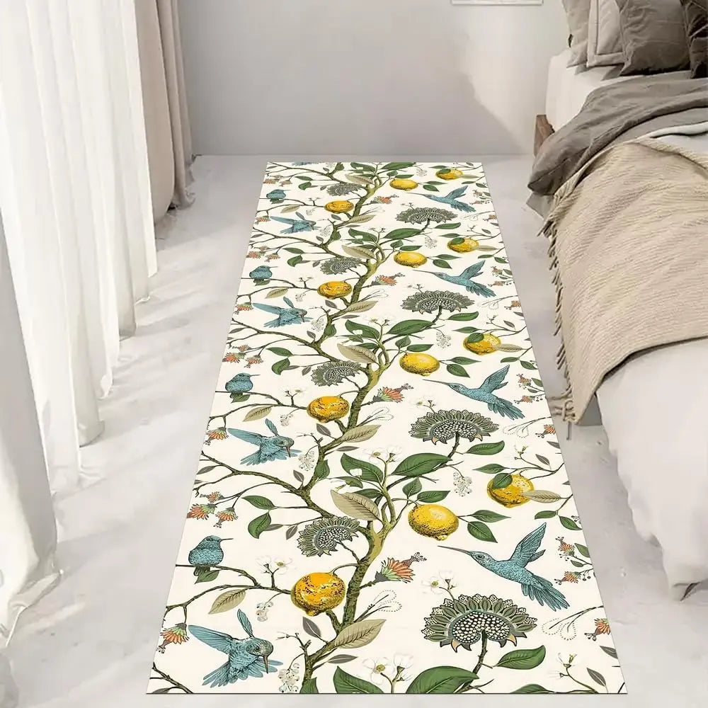 Navak Carpet Lemon Tree Floral Bird Kitchen Mat Decor Carpet for Living Room Anti-slip Hallway Balcony Rugs Bedroom Doormat Bath Foot Pad