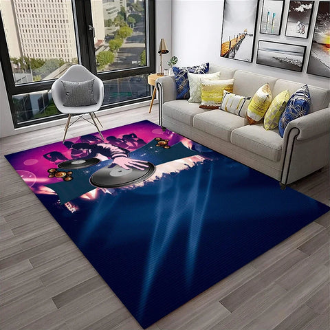 Navak Carpet 3D Retro Vinyl Record Music Art Carpet Rug for Home Living Room Bedroom Sofa Doormat Decor,Kid Play Area Rug Non-slip Floor Mat