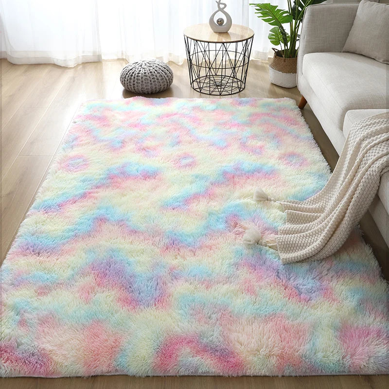 Navak Carpet White Fluffy Hall Carpet Modern Living Room Bedroom Home Decor Large Mats Thickened Non-Slip Girl Children's Room Pink Furry Rug