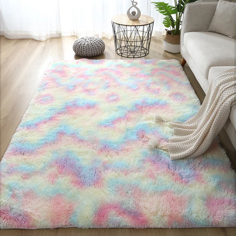 Navak Carpet White Fluffy Hall Carpet Modern Living Room Bedroom Home Decor Large Mats Thickened Non-Slip Girl Children's Room Pink Furry Rug