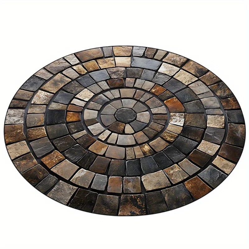 Navak Carpet Spiral Stone Mat, Durable Polyester, Hand-Washable & Fade-Resistant, Stylish Round Area Rug for Outdoor/Indoor
