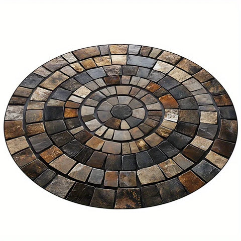 Navak Carpet Spiral Stone Mat, Durable Polyester, Hand-Washable & Fade-Resistant, Stylish Round Area Rug for Outdoor/Indoor