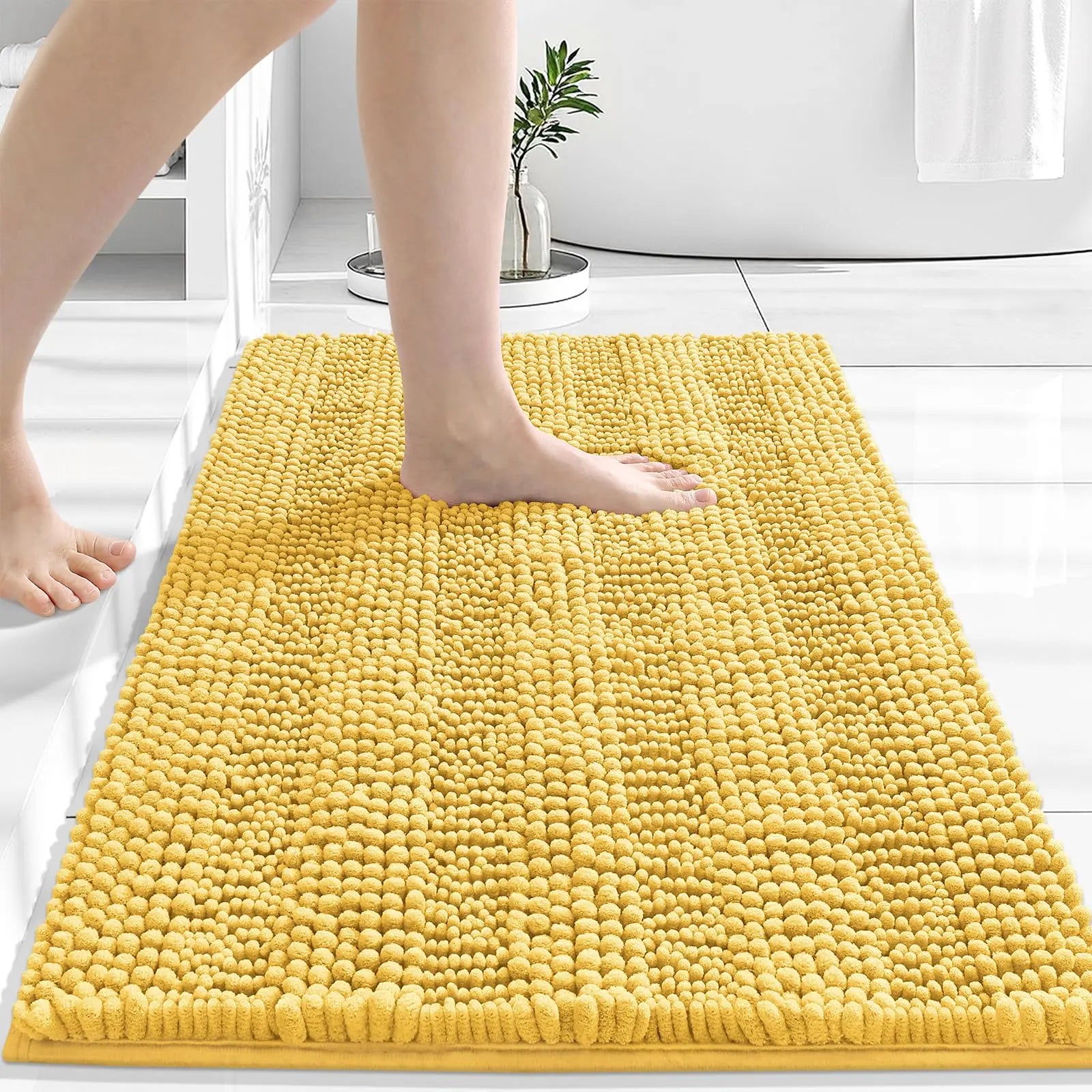 Navak Carpet Olanly Striped Bathroom Rugs Extra Thick Absorbent Bath Mats Non-Slip Soft Cozy Shower Carpet Plush Shaggy Machine Wash Bath Rug