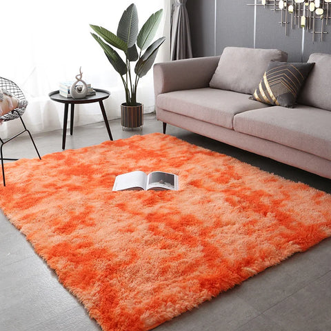 Navak Carpet Soft Long Plush Bedroom Rug Living Room Fluffy Gradient Carpet Mats Tie Dyeing Floor Carpets Bay Window Home Decor Rugs