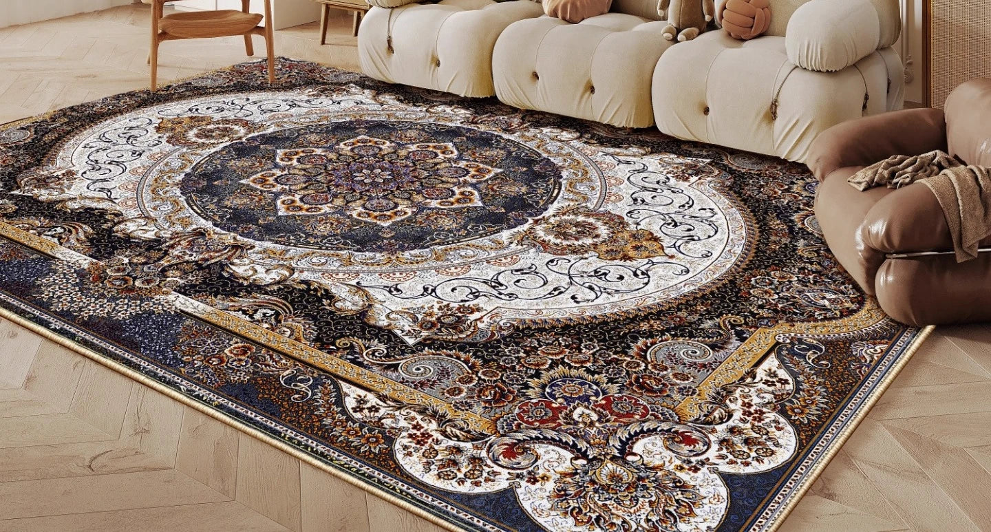 Navak Carpet Ethnic Style Bedroom Decor Retro Carpet Light Luxury Carpets for Living Room Washable Lounge Soft Floor Mat Anti-slip Study Rug
