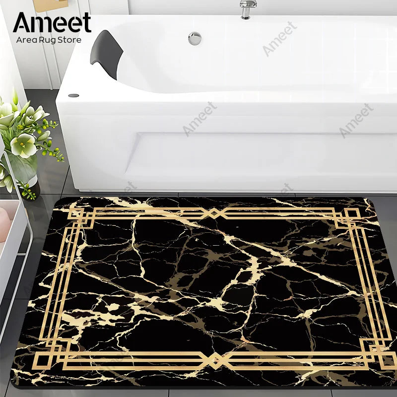 Navak Carpet Super Absorbent Floor Bath Mat Bathroom Shower Anti-slip Carpet Quick Dry Rubber Door Mat Nordic Luxury Marble Rug Home Decor