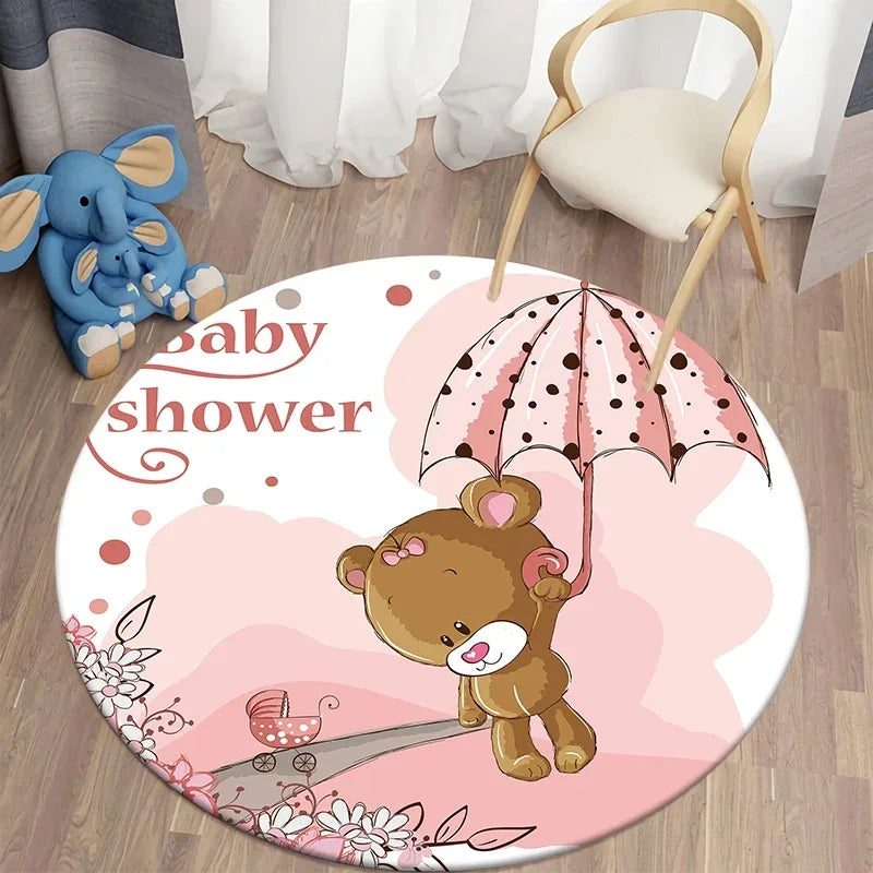 Navak Carpet Cartoon Cute Bear Round Carpet for Living Room Rugs Bath Mat for Children Room Mats Bedroom Carpets Baby Kids Room Home Decor