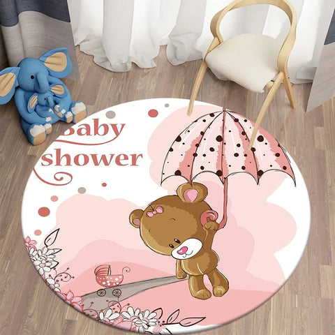 Navak Carpet Cartoon Cute Bear Round Carpet for Living Room Rugs Bath Mat for Children Room Mats Bedroom Carpets Baby Kids Room Home Decor