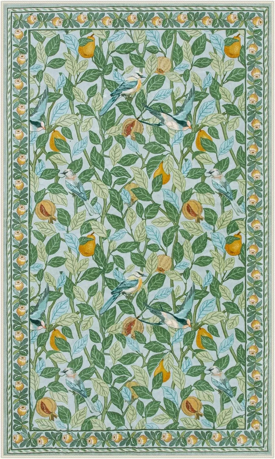 Navak Carpet Green Plant Retro Area Rug – Non-Slip Machine Washable Living Room Carpet, Soft Large Floor Mat for Bedroom Home Decor