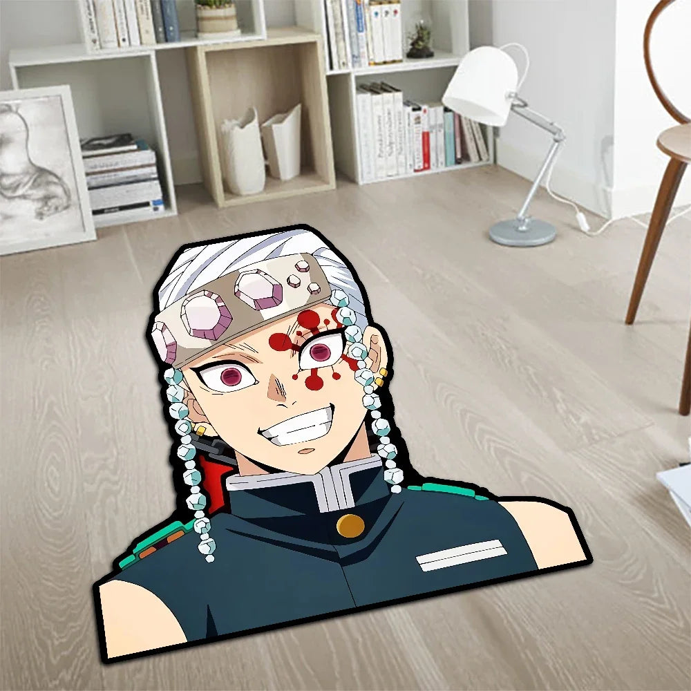Navak Carpet Area Rug Anime Demon Slayer Nezuko Kokushibou Tanjirou Kanroji Kochou Gokudera Makoto Creative Printed Carpet for Home Decor