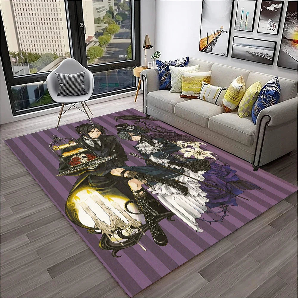 Navak Carpet 3D Anime Black Butler Cartoon Carpet Rug for Home Living Room Bedroom Sofa Doormat Decor,kids play Area Rug Non-slip Floor Mat