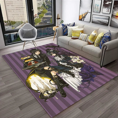 Navak Carpet 3D Anime Black Butler Cartoon Carpet Rug for Home Living Room Bedroom Sofa Doormat Decor,kids play Area Rug Non-slip Floor Mat
