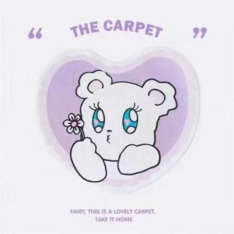 Navak Carpet Cartoon Cute Bear Carpet Animal Heart Shape Carpet Non Slip Machine Washable Bedside Plush Rug Home Decor Room Girl Children Mat