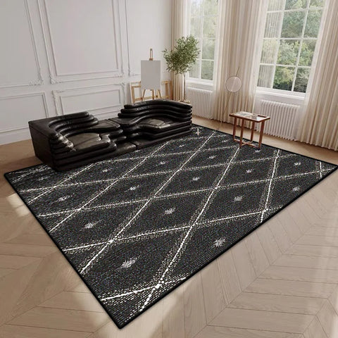 Navak Carpet Modern Simple Style Plaid Pattern Decor Rug for Living Room Soft Easy Clean Sofa Table Mat Big Size Cloakroom Non-slip Carpet