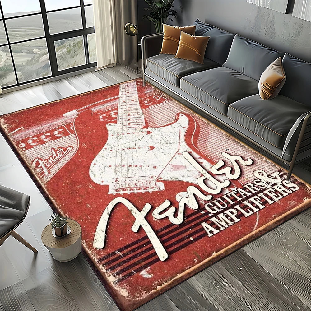 Navak Carpet 27 Style New 3D Fender Retro Guitar Instruments Music Carpet Rug for Living Room Bedroom Home Sofa Decoration,Non-slip Floor Mat