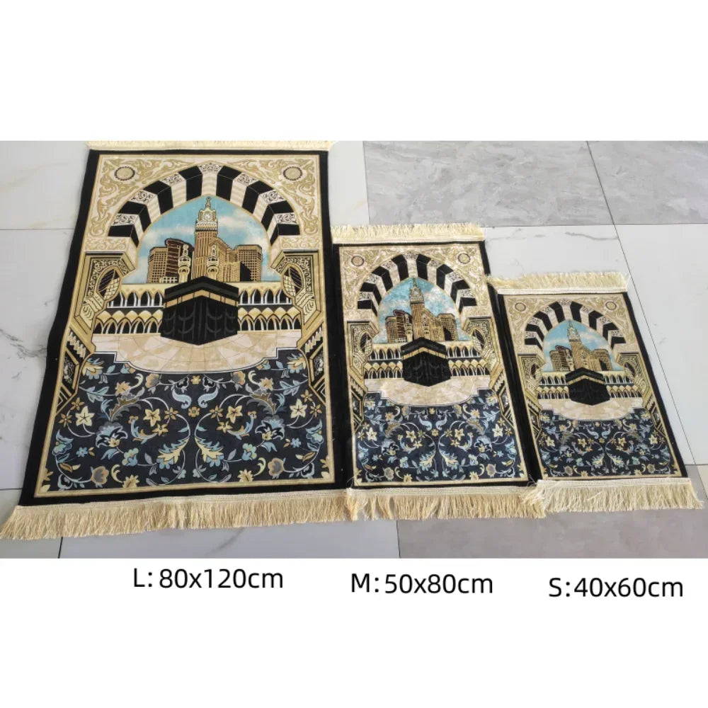 Navak Carpet Thick Soft Islamic Prayer Mat Soft Plush Thickened Jacquard Fringed Rug Machine Washable Non-Slip Living Room Rug