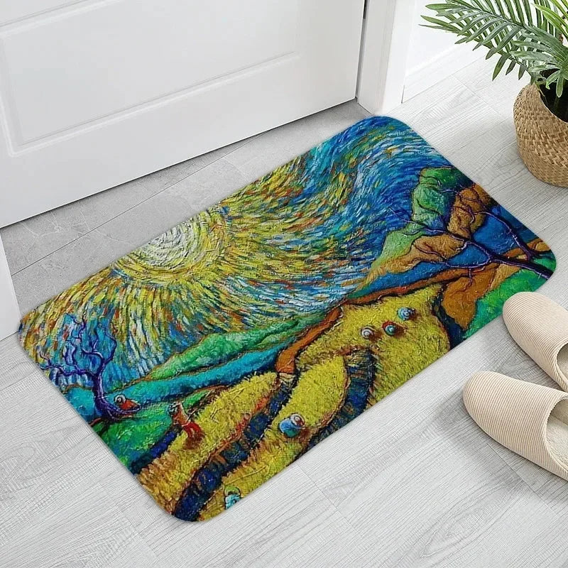 Navak Carpet MINOSO Van Gogh Art Door Mat Oil Painting Style Carpet Floor Mat Welcome Mat Door Mat Entrance Kitchen Rug Outdoor Rug Anime Rug