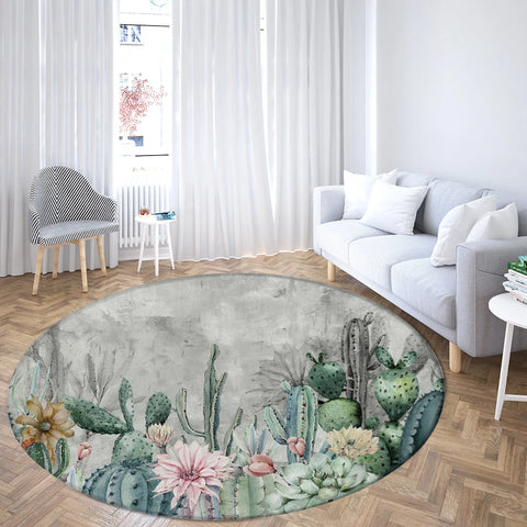 Navak Carpet Home Living Room Bedroom Bathroom Floor Mat Printing Decorative Carpet Flower and Bird  Round  Peony Rose