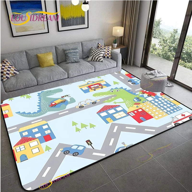 Navak Carpet Alfombra Road Traffic Rout Map Carpet Living Room Sofa Coffee Table Bedroom Rugs Kitchen Kid Play Anti-slip floor Mat Home Decor