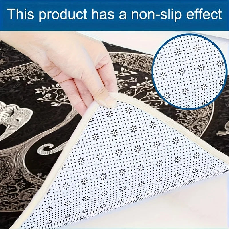 Navak Carpet 1pc Elephant and Tree of Life Welcome Mat - Non-slip, Machine Washable for Living Room, Bathroom, Kitchen - Durable Polyester