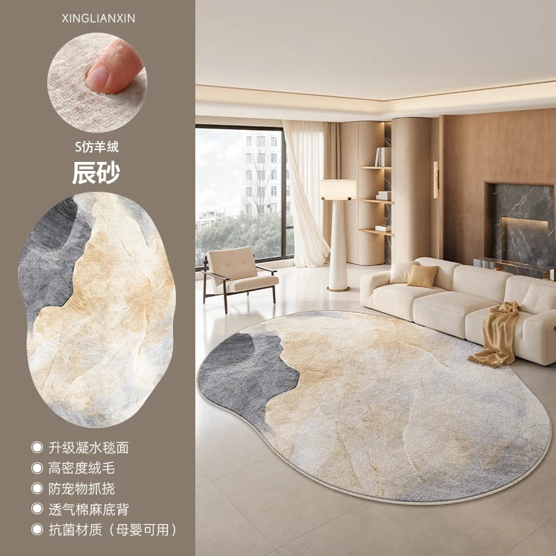 Navak Carpet Light Luxury Bedroom Decor Marble Carpet Irregular Shape Carpets for Living Room Fluffy Soft Plush Rug Home Non-slip Floor Mat