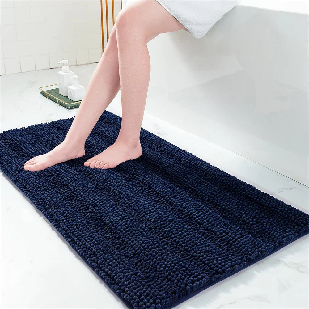 Navak Carpet Olanly Chenille Bathroom Rug Extra Soft Shaggy Bath Mat Non-Slip Bathroom Floor Mat Water Absorbent Plush Microfiber Rugs Shower