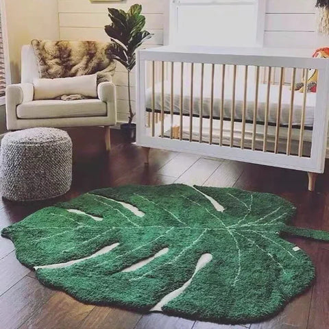 Navak Carpet Top Quality Ins Irregular Leaf Soft Carpet Coffee Table Carpets Living Room Decoration Bedroom Green Mats Kids Bedside Area Rug