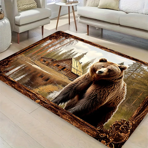 Navak Carpet Exclusive Picks Brown Bear Beast Pattern Carpet, Soft Non-Slip Home Decor Living Room Rug, Room Carpet, Bathroom Kitchen Foot Mat