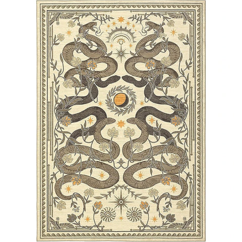 Navak Carpet Green Living Room Carpet Snake Carpets Machine Washable Non-slip Rug Retro Home Decoration Rugs for Bedroom Bedside Floor Mat