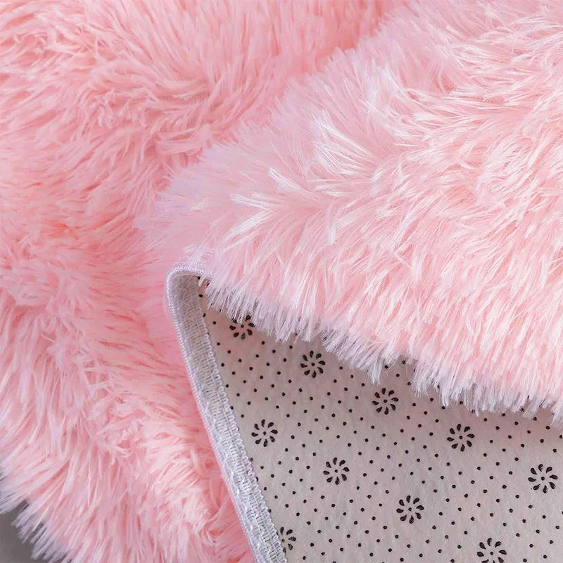Navak Carpet Pink Bedroom Carpet For Children's Room Cute Girls Floor Soft Mat Living Room Decoration White Fluffy Large Kids Bedside Rugs