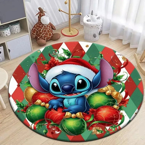 Navak Carpet Daily Picks Disney Stitch Cartoon Round Mat Cute Cartoon HD Printed Carpet Bedroom Living Room Sofa Large Area Pet Kitchen Rugs Decor