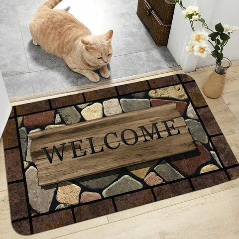 Navak Carpet Welcome Door Mat Letter Print Non-slip Washable Carpet for Laundry Room Bathrooms Doorway Leisure Area Home Decor Doormat