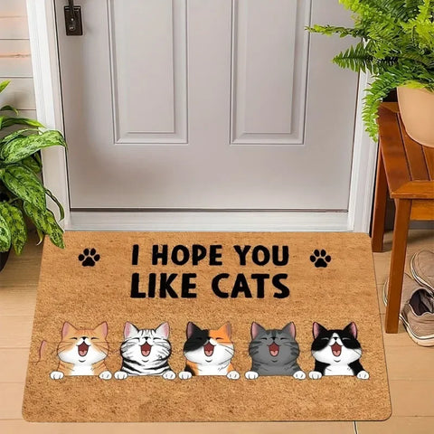 Navak Carpet Cute Cats Print Welcome Doormat Non-Slip Machine Washable Carpet for Living Room Bedroom Bathroom Kitchen and Laundry Rug