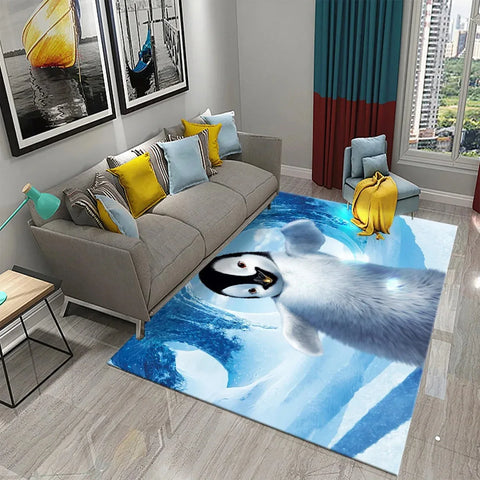 Navak Carpet Antarctica Penguin Pattern Carpet Lovely Animal Design Living Room Bedroom And Bathroom Non-Slip Carpet