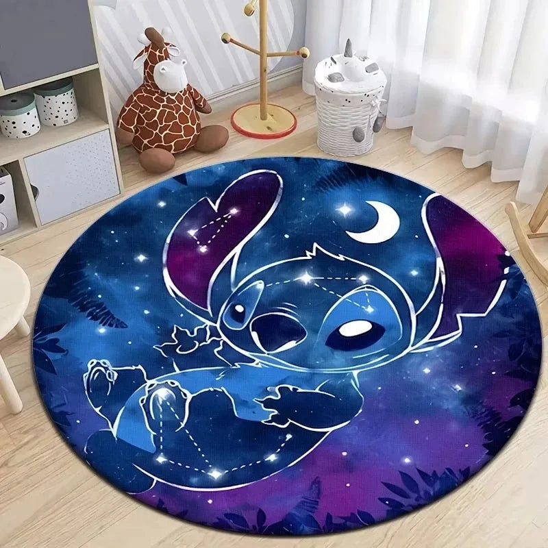 Navak Carpet Daily Picks Disney Stitch Cartoon Round Mat Cute Cartoon HD Printed Carpet Bedroom Living Room Sofa Large Area Pet Kitchen Rugs Decor