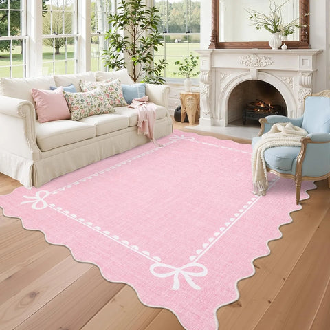 Navak Carpet Pink Carpet for Living Room Bedroom Bedside Floor Mats Long Strip Soft Plush Rugs Machine Washable Foldable Large Area Mat 거실카페트