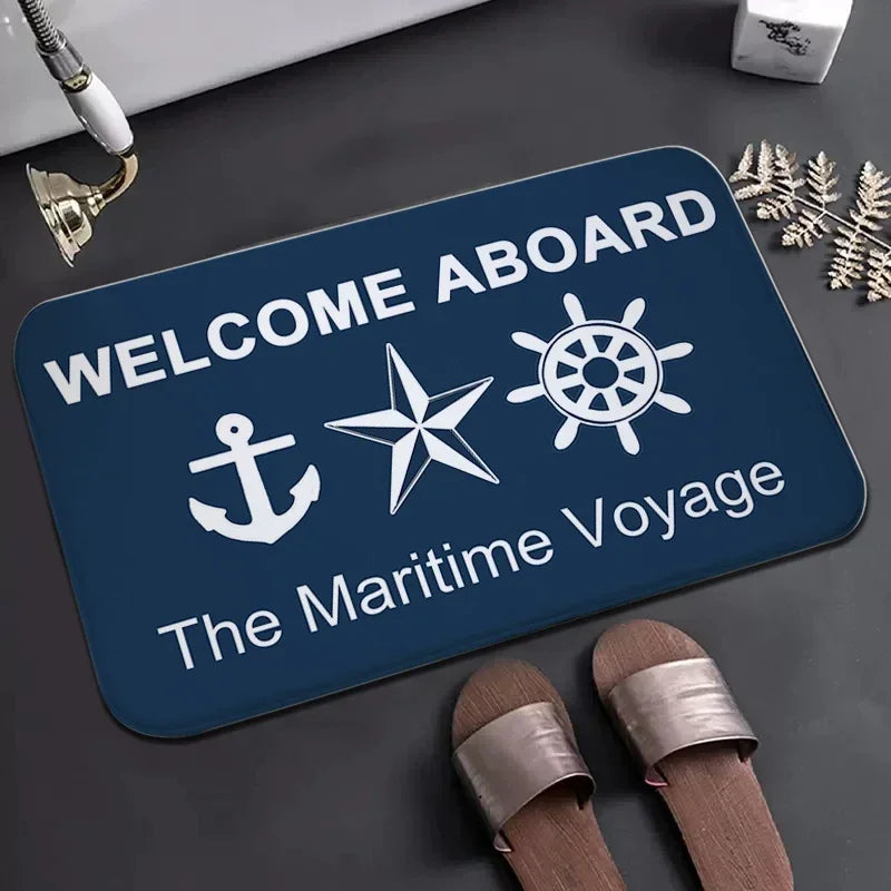 Navak Carpet Blue Doormats Entrance Door Mat Anchor Boat Decoration Living Room Rug Welcome Kitchen Mats Anti Slip Bathroom Floor Rugs Carpet