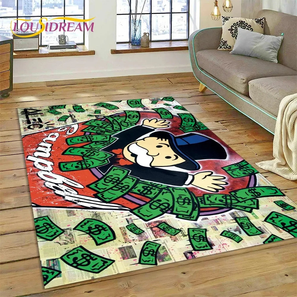 Navak Carpet Game Dollar Monopoly Cartoon Carpet Cute Money Rug For Living Room Bedroom Home Bathroom Floor Mat Non-slip Decoration Sofa