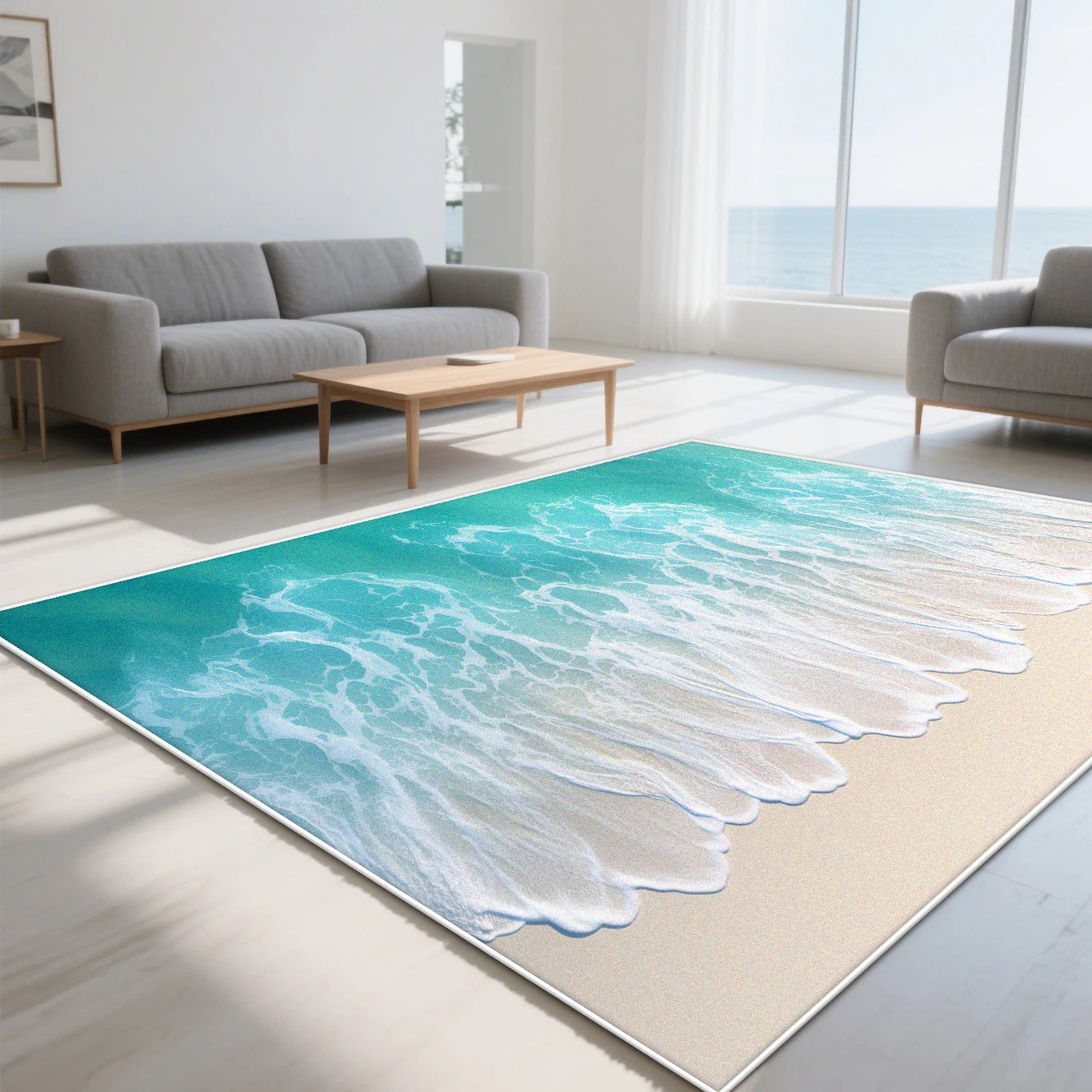 Navak Carpet Modern simple style Ocean theme Carpet living room Fresh feeling Large area rugs blue Lounge Rug romantic 3D Entrance door mat