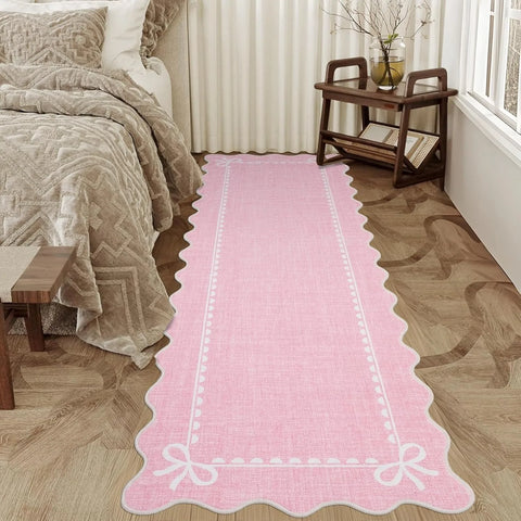 Navak Carpet Pink Carpet for Living Room Bedroom Bedside Floor Mats Long Strip Soft Plush Rugs Machine Washable Foldable Large Area Mat 거실카페트