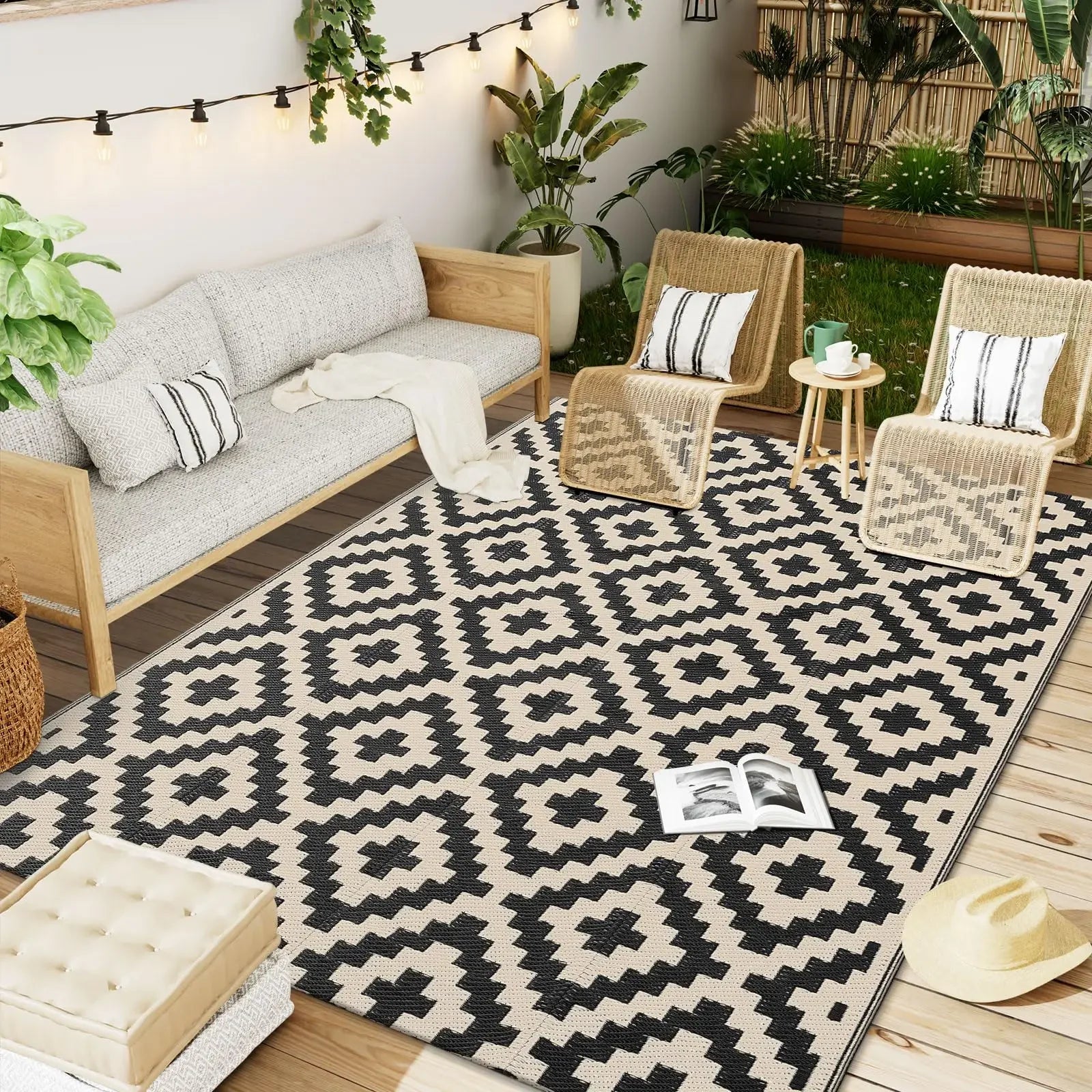 Navak Carpet UBN33HAPIHAPPY Indoor Outdoor Reversible Plastic Straw Patio Carpets Outdoor Rugs Waterproof Deck Backyard Family Picnic Bal9Hb^