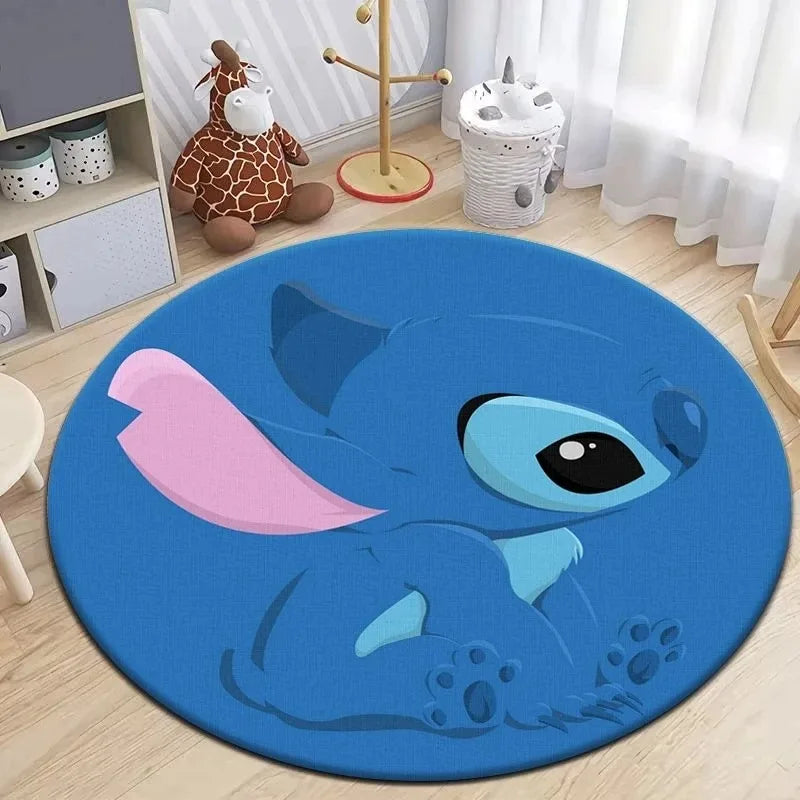 Navak Carpet Daily Picks Disney Stitch Cartoon Round Mat Cute Cartoon HD Printed Carpet Bedroom Living Room Sofa Large Area Pet Kitchen Rugs Decor