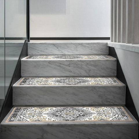 Navak Carpet 15PCS Carpet Stair Treads Set Reusable Non Slip Stairway Carpet Rugs Bohemian Indoor Skid Resistant Stair Tread for Wooden Steps