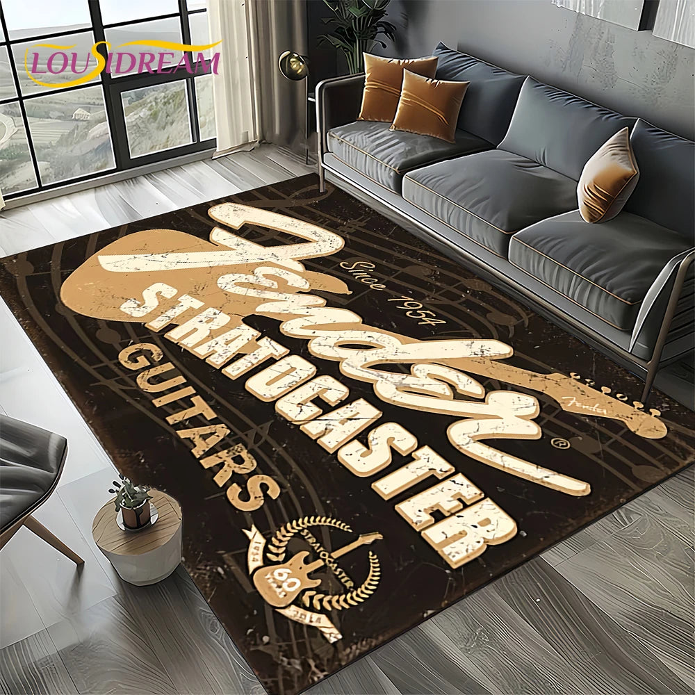 Navak Carpet 27 Style New 3D Fender Retro Guitar Instruments Music Carpet Rug for Living Room Bedroom Home Sofa Decoration,Non-slip Floor Mat