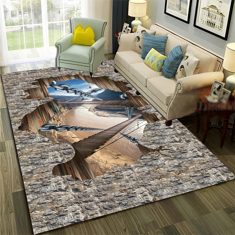 Navak Carpet 3D Illusion Vision Hallucination HD Carpet Rug for Home Living Room Bedroom Sofa Doormat Decor,Child Area Rug Non-slip Floor Mat