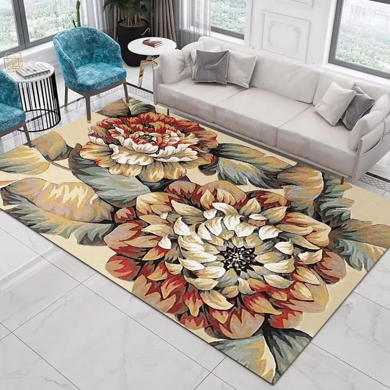 Navak Carpet Home Decor Entrance Door Mat Flower Rose Peony Pastoral 3D Printed Carpet Living Room Rugs Furry Mat Carpet Bedroom Decoration