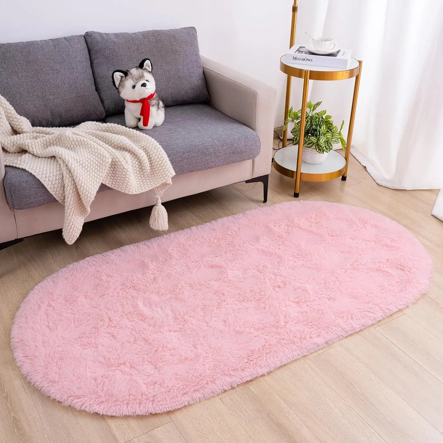 Navak Carpet Oval Fluffy Ultra Soft Area Rugs for Bedroom Plush Shaggy Carpet for Kids Room Bedside Nursery Mats, 2.6 x 5.3ft