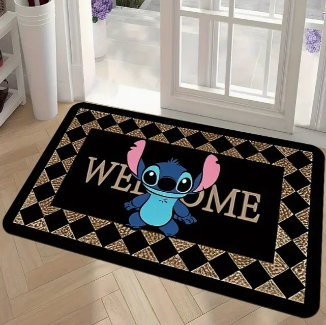 Navak Carpet 1pc Stitch The Movie Welcome Doormat Non-Slip Vibrant Floral Design Machine Washable Easy Clean Home Decoration Children Carpet