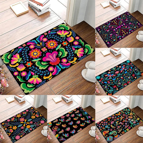 Navak Carpet Mexican Floral Style Kitchen Rugs Welcome Mat Doormat Entrance Door Floor Mat  Anti Slip Door Mat Washroom Floor Mat